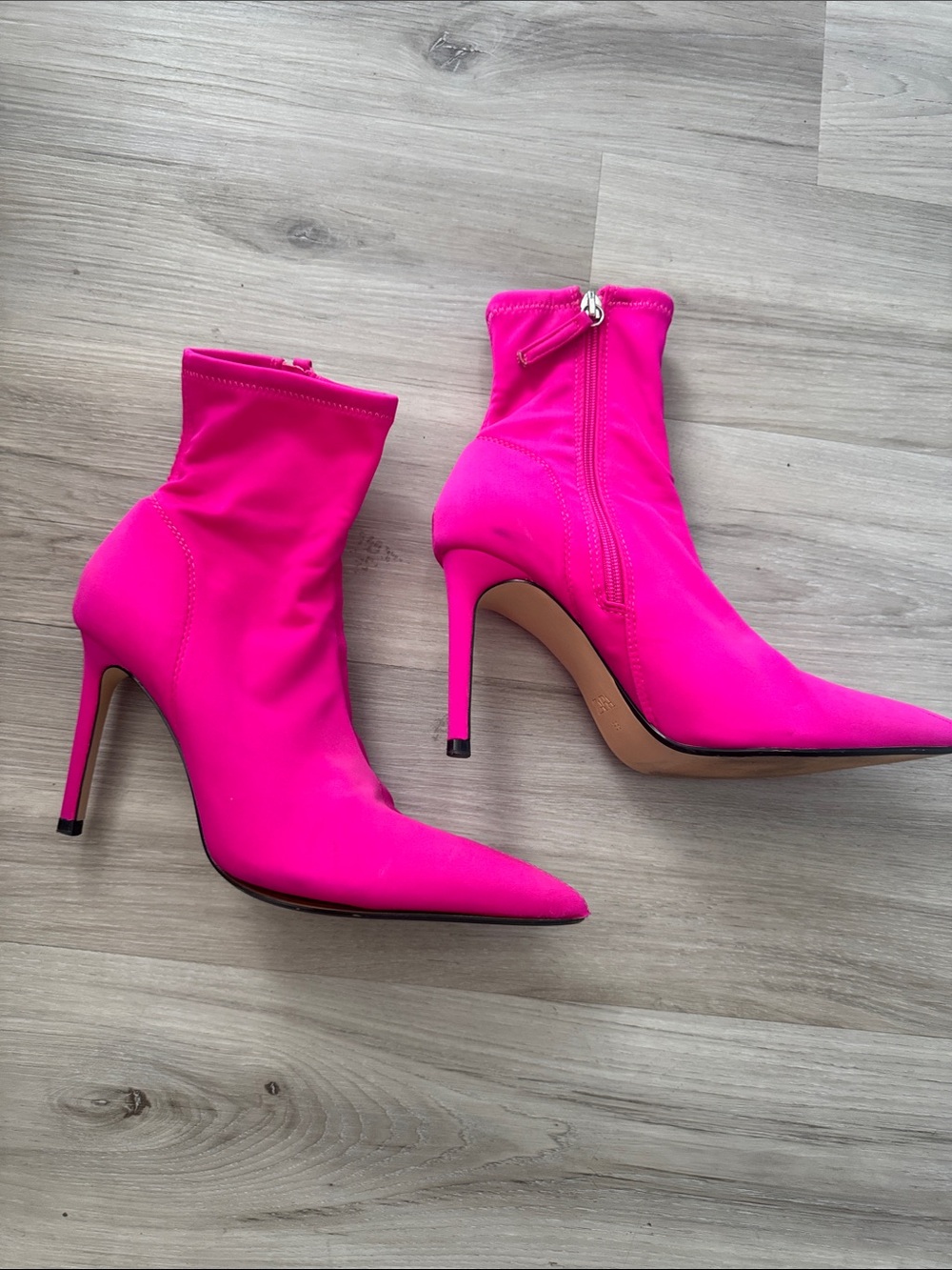 Zara Hot Pink Pointed Stiletto Ankle Booties